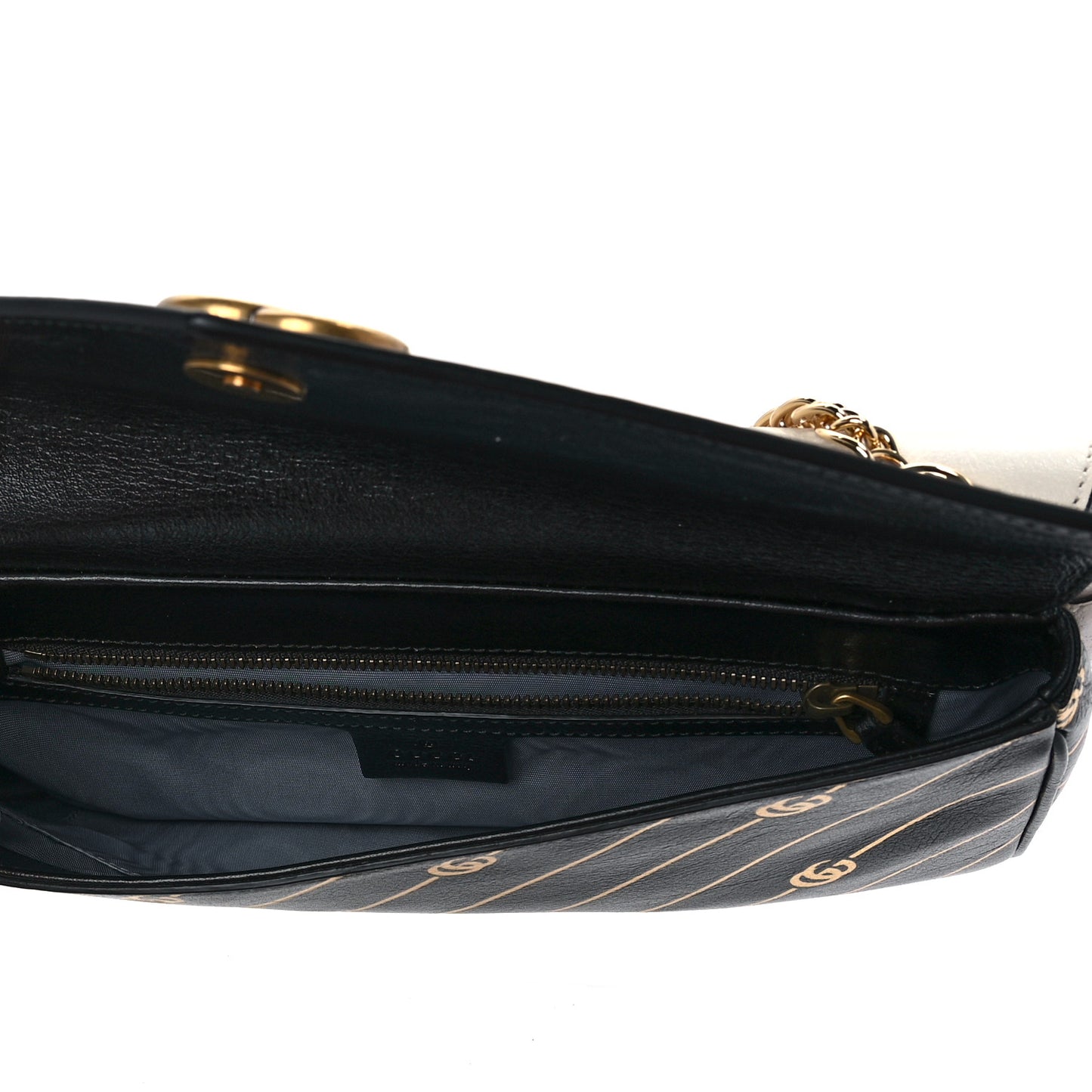 Calfskin Diagonal GG Medium Thiara Double Envelope Shoulder Bag Black White