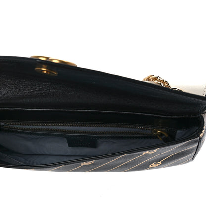 Gucci Calfskin Diagonal GG Medium Thiara Double Envelope Shoulder Bag Black White 4 of 8