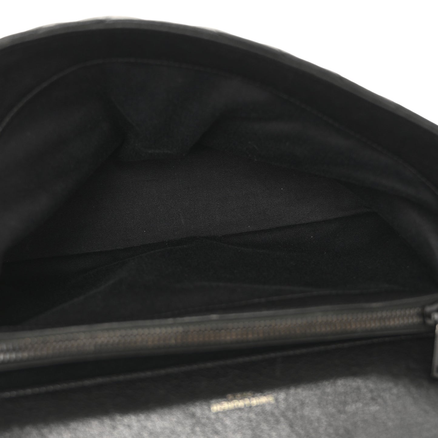 Sheepskin Matelasse Chevron Monogram Monochrome Large College Satchel Black