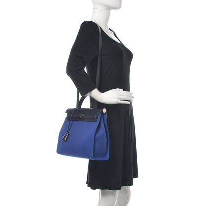 Hermes Toile Vache Hunter Herbag Zip 31 PM Bleu Electrique Bleu Indigo 2 of 11