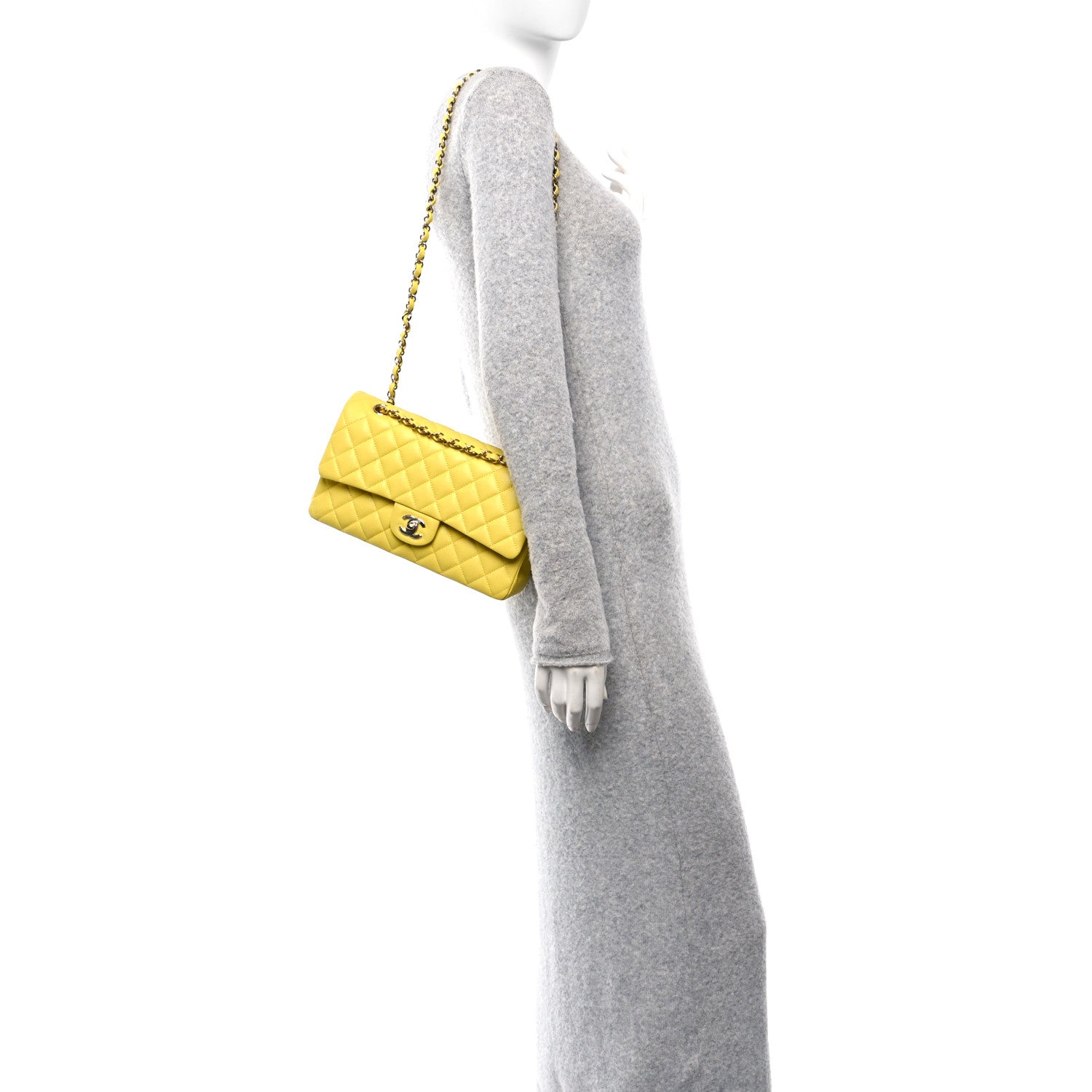 Chanel Caviar Quilted Medium Double Flap Yellow 2 of 11