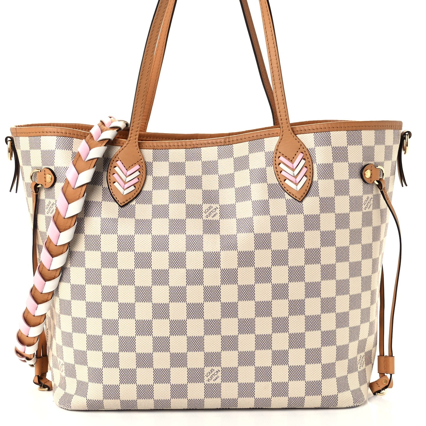 Damier Azur Braided Neverfull MM Orange