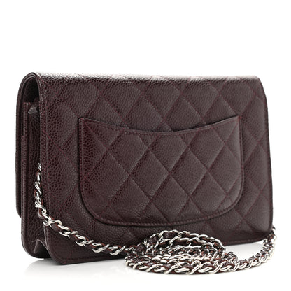 Chanel Caviar Quilted Wallet on Chain WOC Burgundy 3 of 11