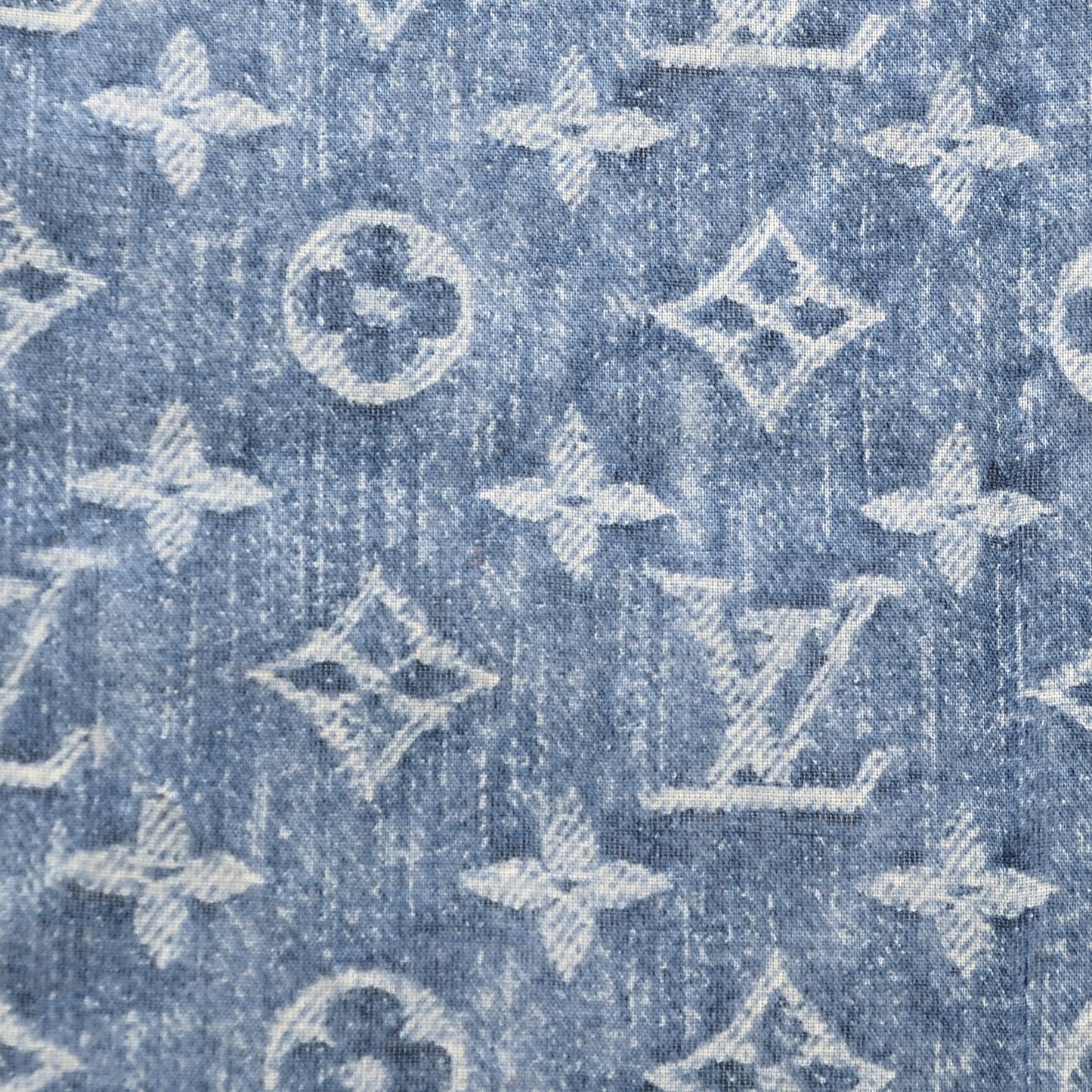 Silk Monogram Denim Bandana Scarf Blue