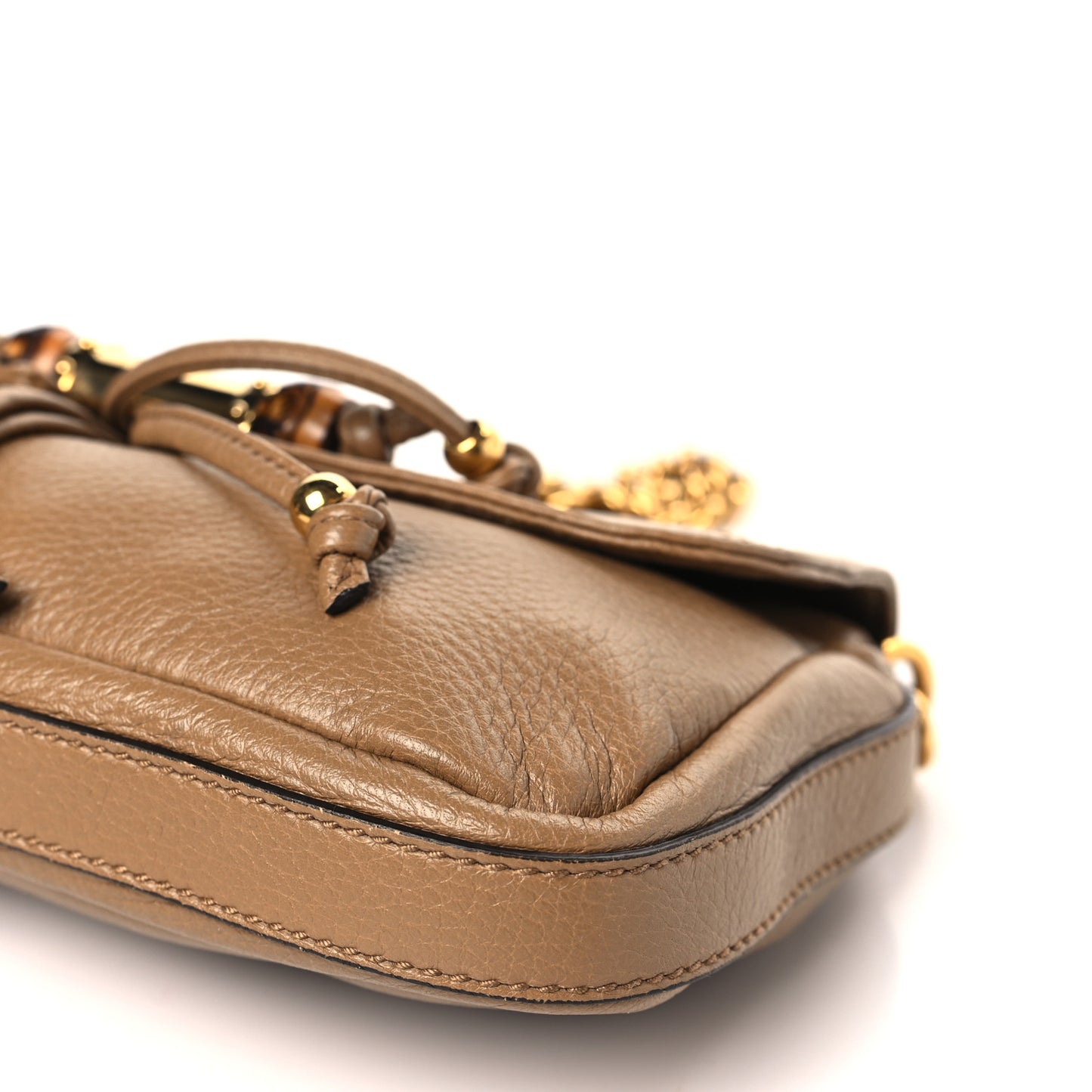 Calfskin Bamboo Croisette Evening Bag Beige