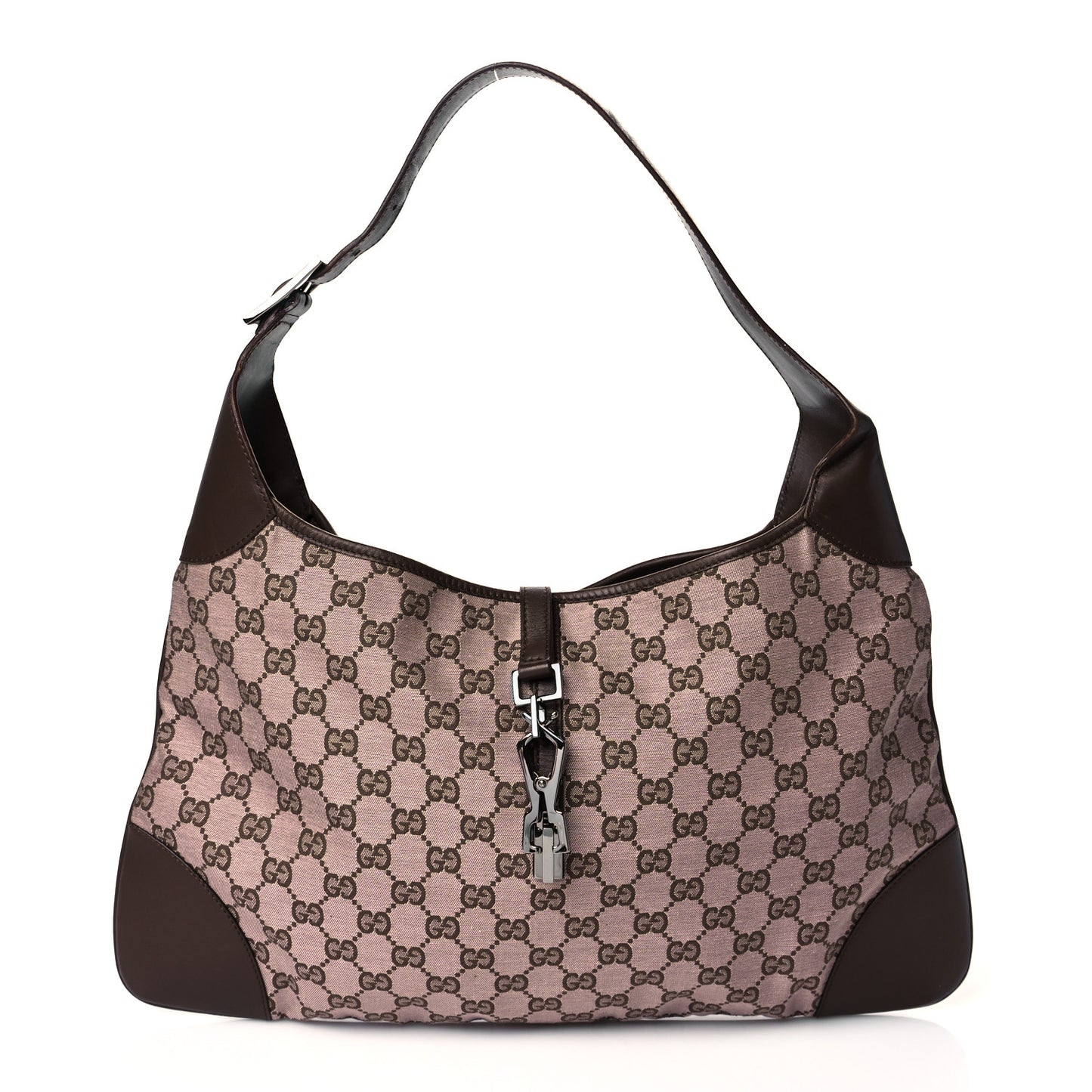 Monogram Lobster Clasp Jackie O Hobo Brown