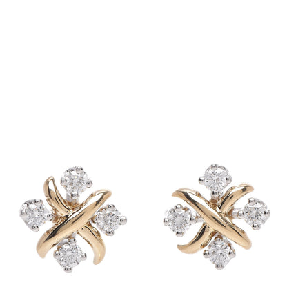 Tiffany Platinum 18K Yellow Gold Diamond Schlumberger Lynn Earrings 1 of 5