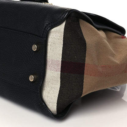 Burberry Canvas Mega Check Grained Calfskin Medium Harcourt Satchel Black 10 of 10