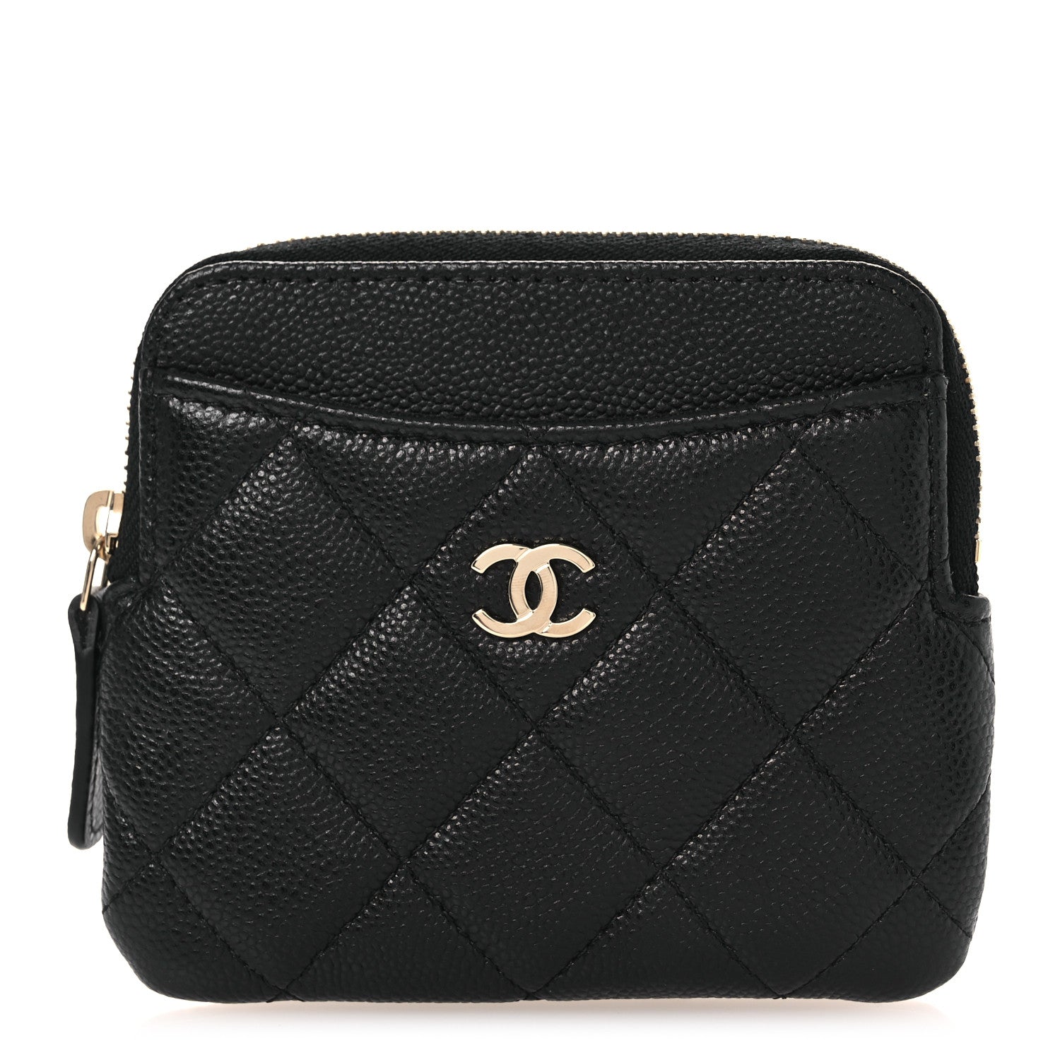 Chanel Caviar Quilted Zip Card Holder Wallet Black 1 of 7