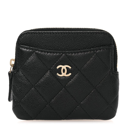 Chanel Caviar Quilted Zip Card Holder Wallet Black 1 of 7