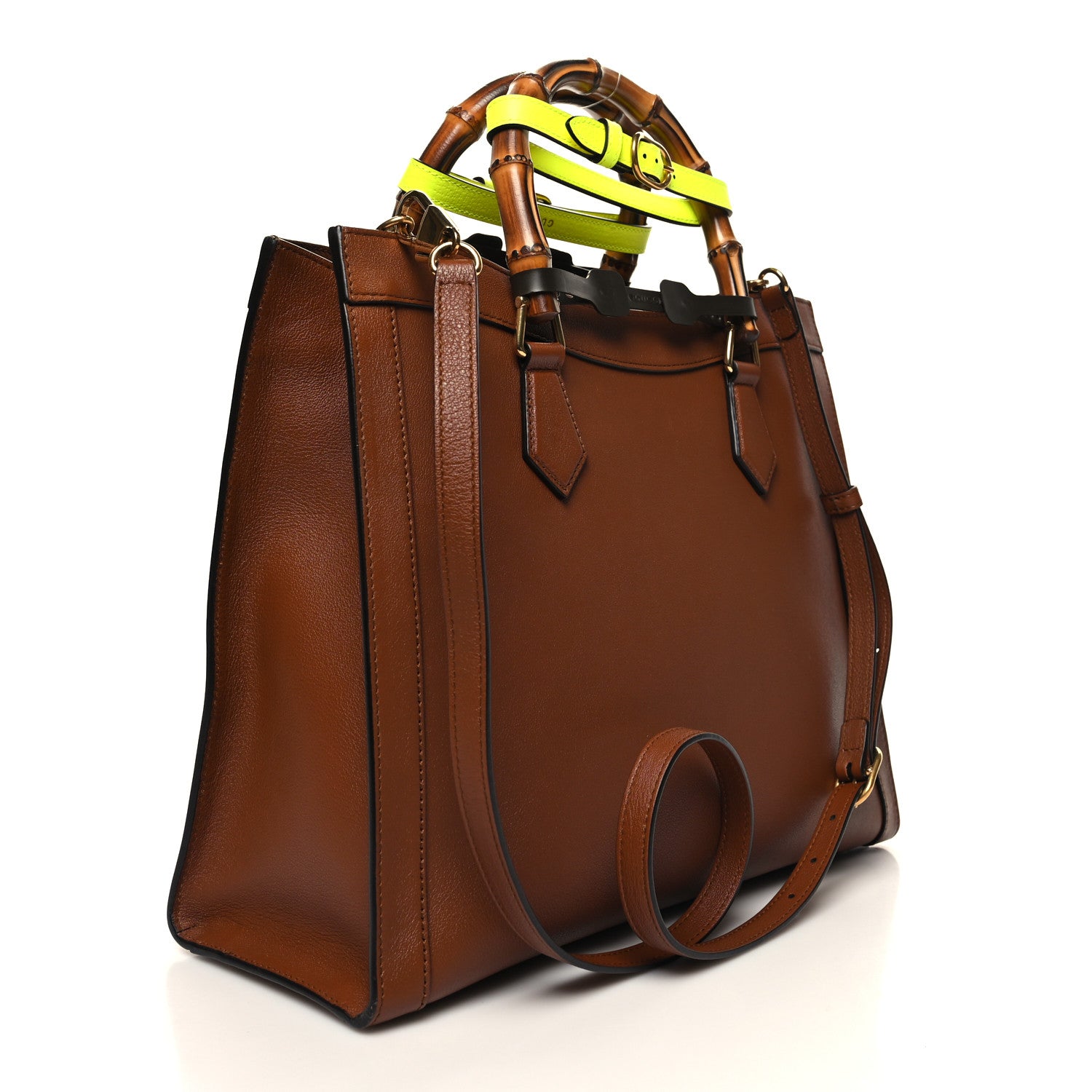 Gucci Wonka Grain Calfskin Medium Diana Tote Bag Cuir Yellow Fluo 2 of 11
