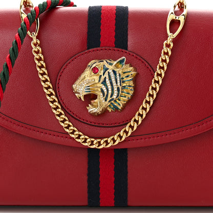 Gucci Textured Calfskin Web Rajah Slim Flap Shoulder Bag Romantic Cherry 8 of 10