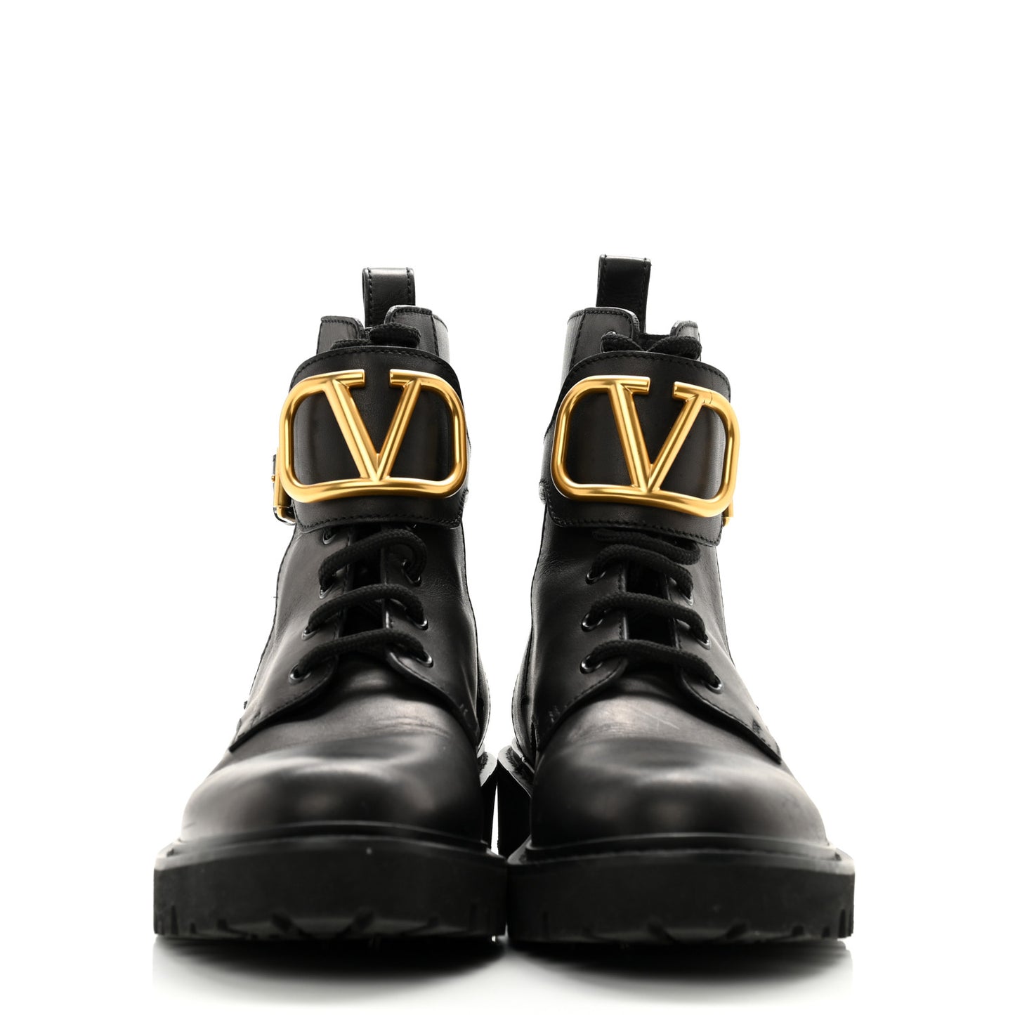 Calfskin Womens VLOGO 35mm Combat Boots 38 Black