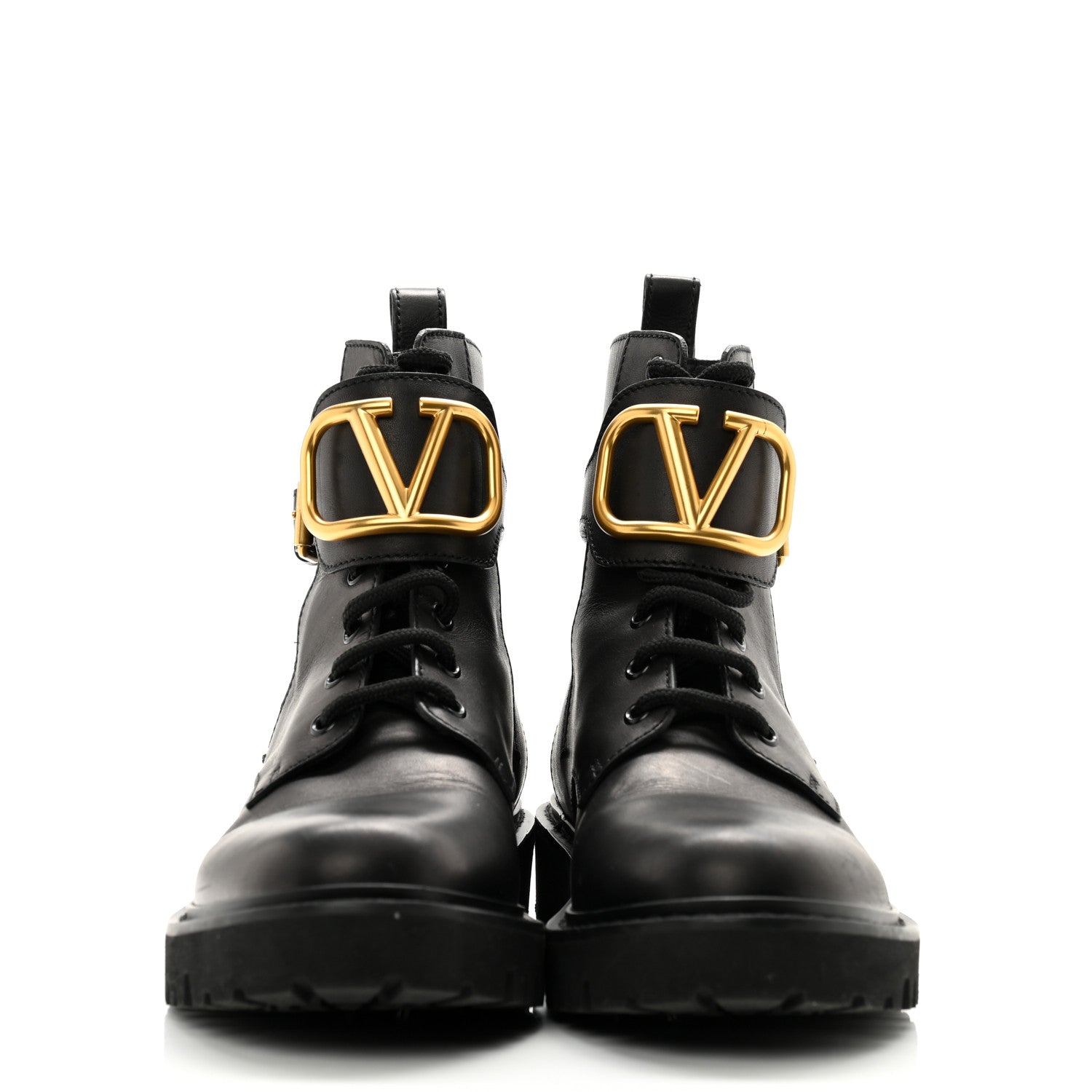 Valentino Garavani Calfskin Womens VLOGO 35mm Combat Boots 38 Black 2 of 12
