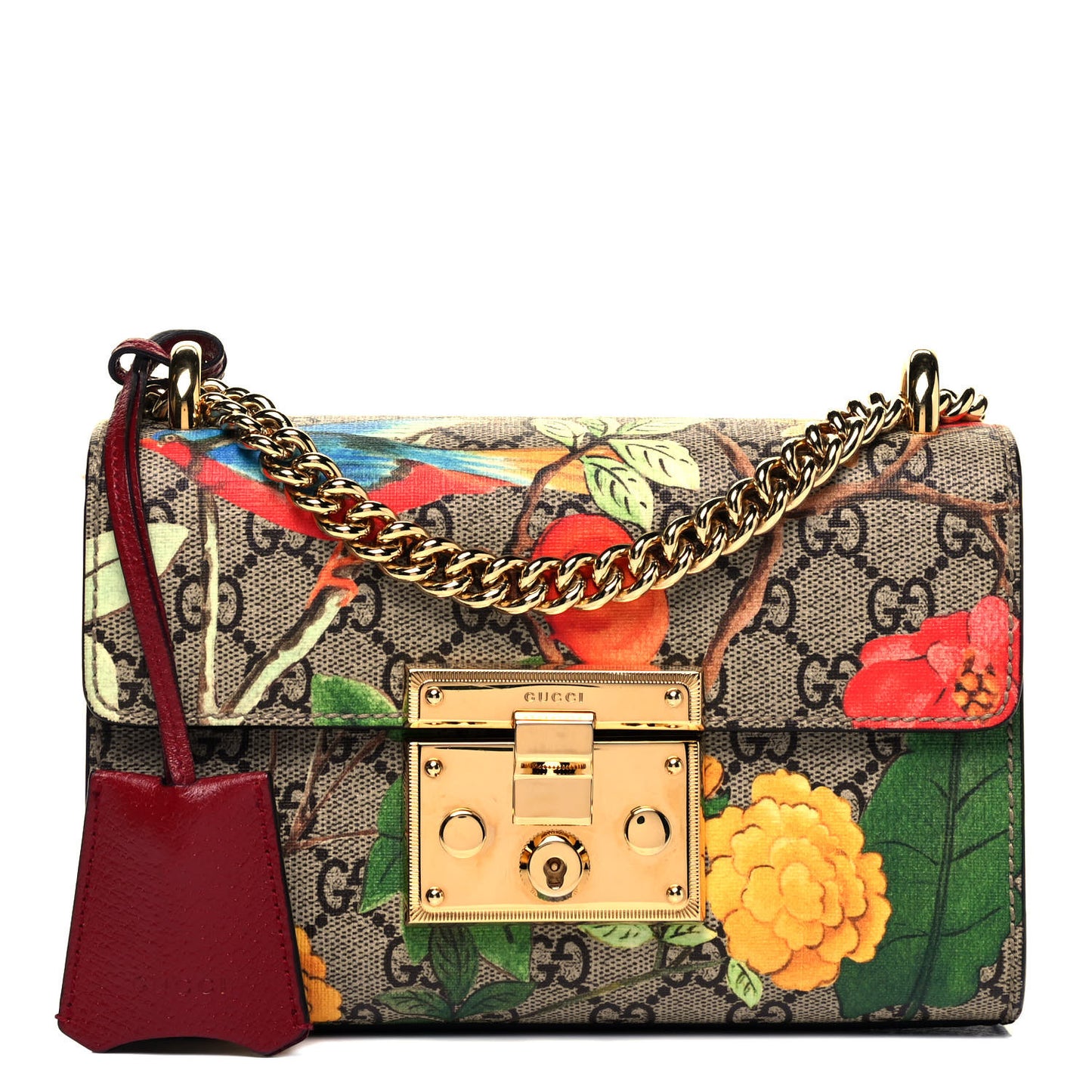 GG Supreme Monogram Tian Small Padlock Shoulder Bag Beige Multicolor New Acero