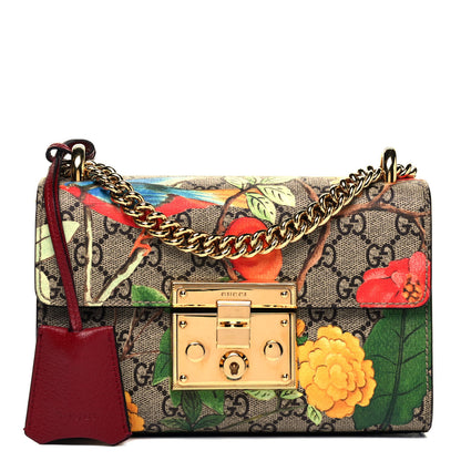 Gucci GG Supreme Monogram Tian Small Padlock Shoulder Bag Beige Multicolor New Acero 1 of 9