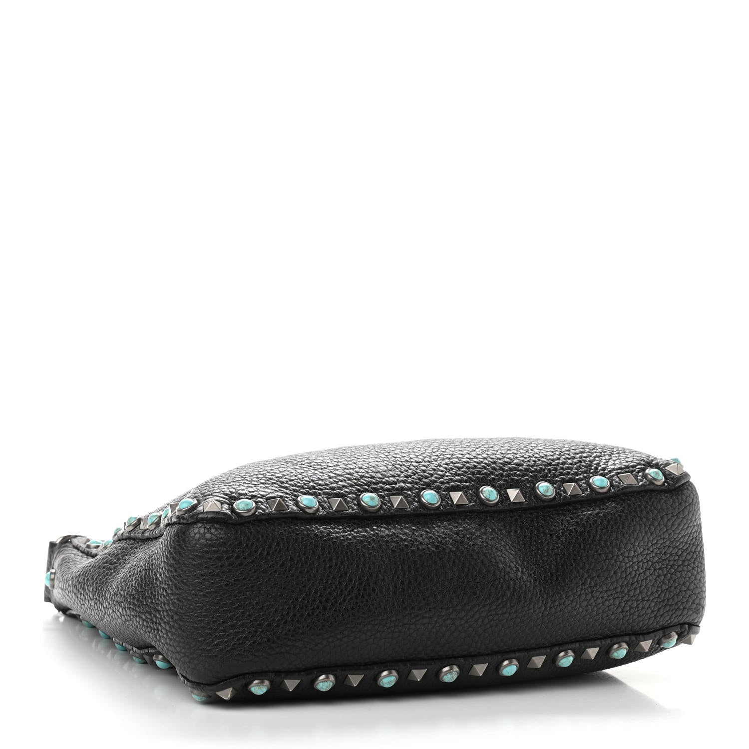 Valentino Garavani Pebbled Calfskin Tribal Small Guitar Strap Rockstud Rolling Flip-Lock Messenger Bag Black 4 of 13