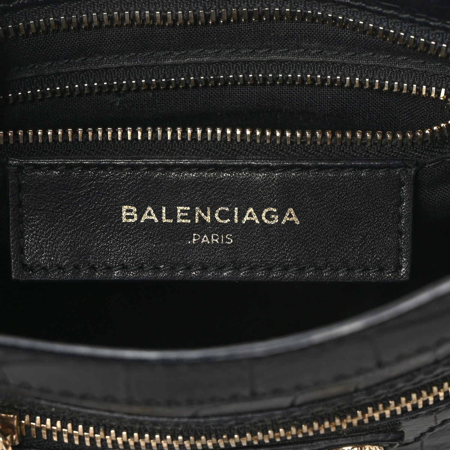 Balenciaga Calfskin Giant 12 Gold Hardware Crocodile Embossed Mini City Black 6 of 9
