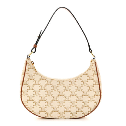 Celine Canvas Calfskin Ava Triomphe Shoulder Bag White 1 of 11