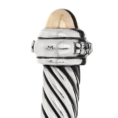 David Yurman Sterling Silver 18K Yellow Gold Diamond 4mm Dome Cable Classics Bracelet 4 of 4