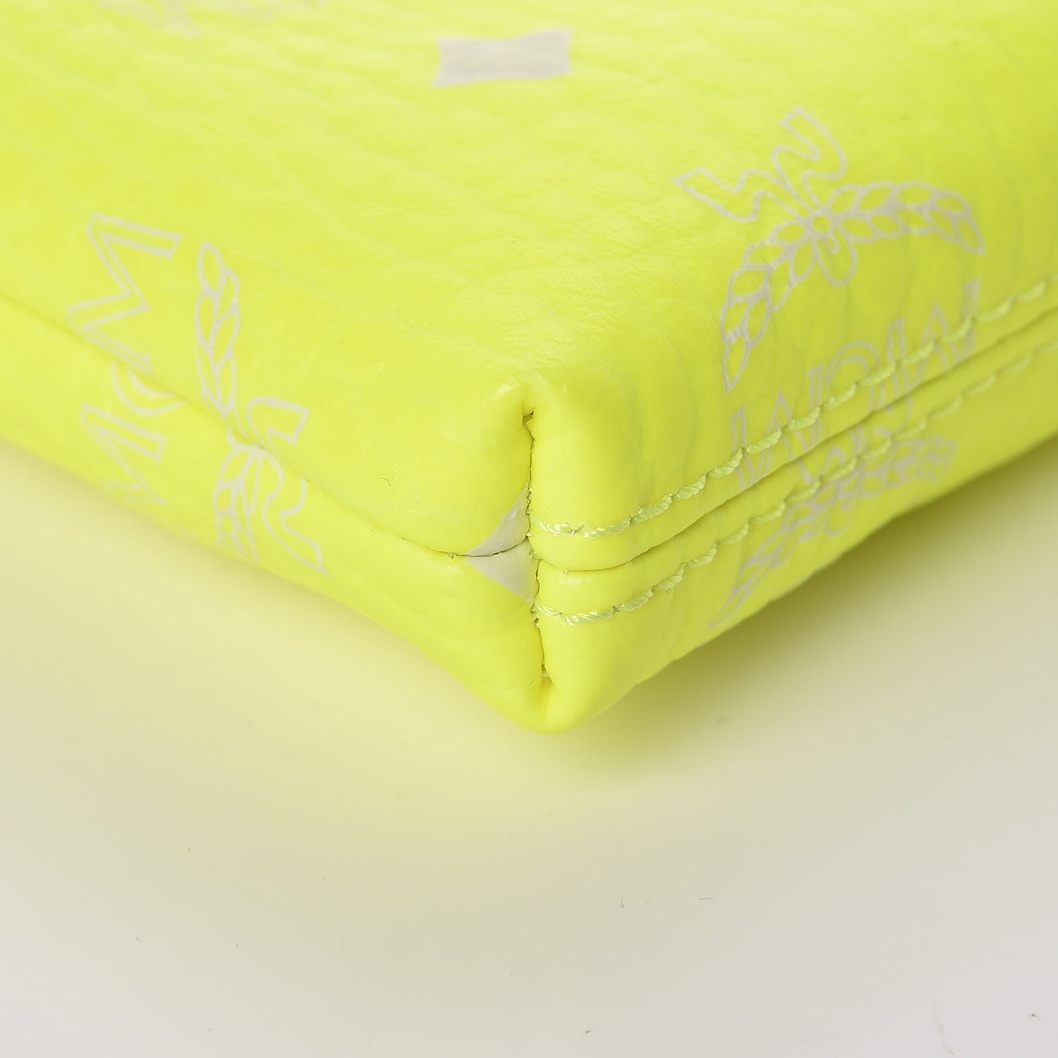MCM Visetos Zip Pouch Neon Yellow 8 of 9