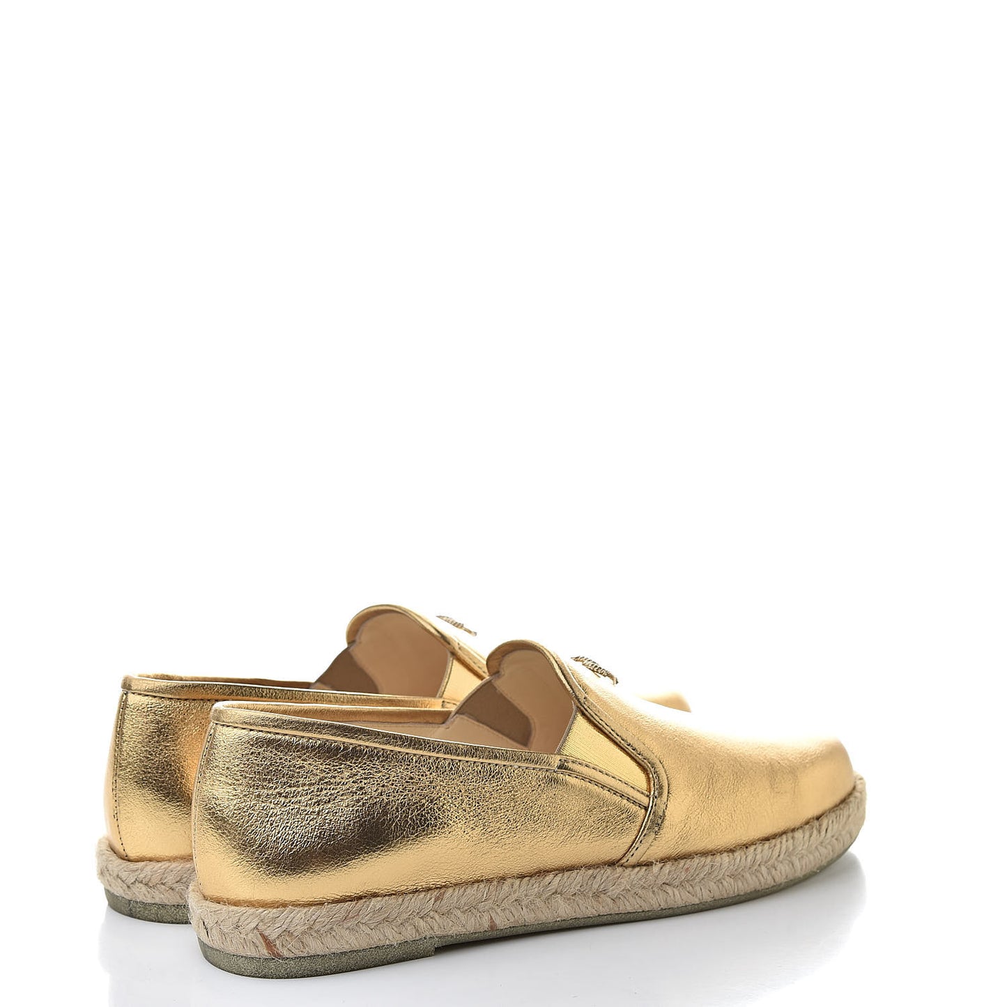 Metallic Lambskin CC Loafers 36 Gold