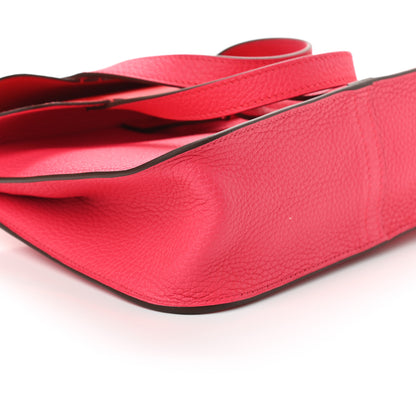 Hermes Taurillon Clemence Halzan 25 Rouge De Coeur Rose Extreme 8 of 9