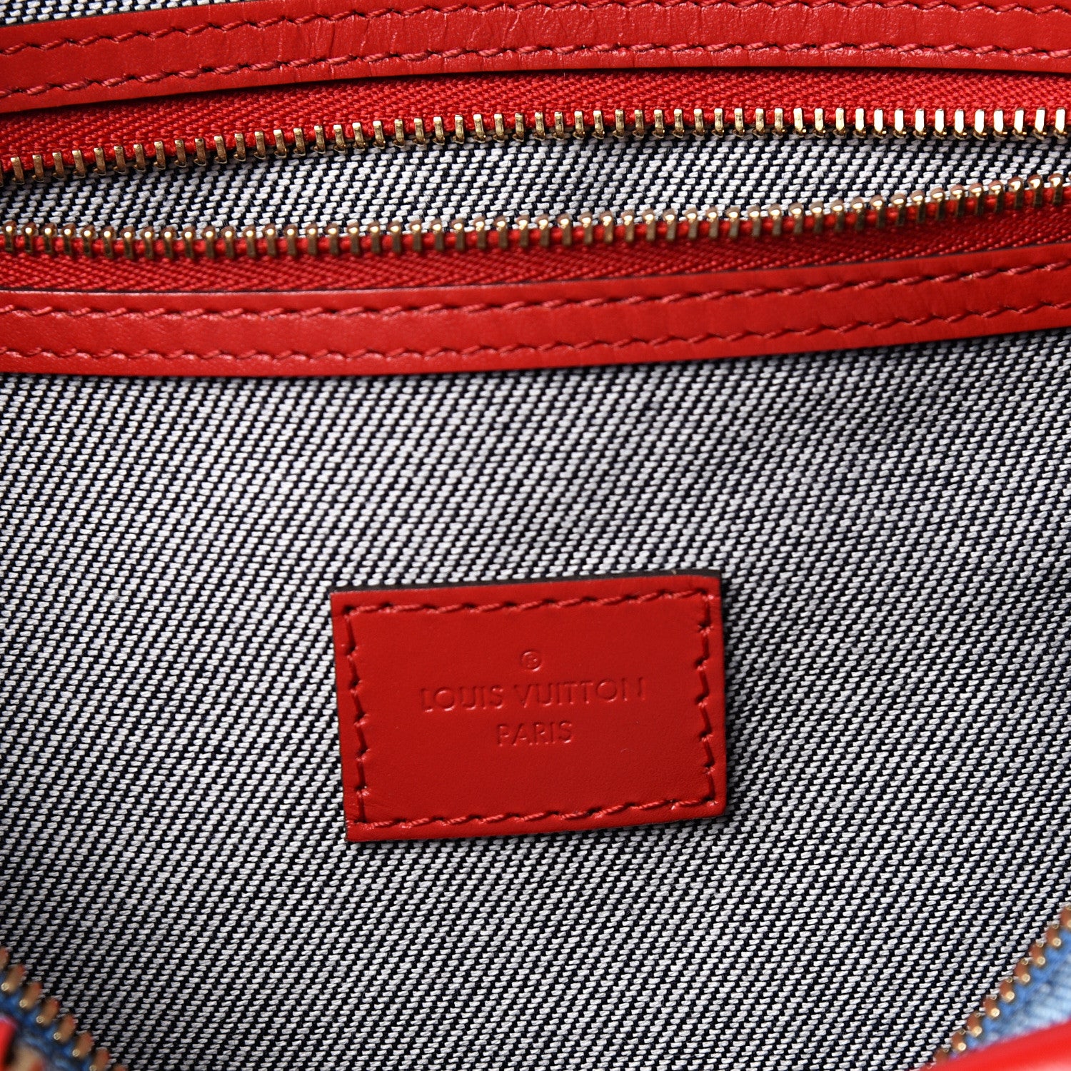 Louis Vuitton Denim Damier Monogram Patchwork Speedy Bandouliere 30 Blue Rouge 7 of 12