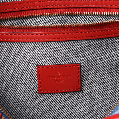Louis Vuitton Denim Damier Monogram Patchwork Speedy Bandouliere 30 Blue Rouge 7 of 12
