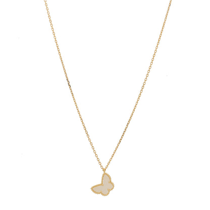 Van Cleef & Arpels 18K Yellow Gold Mother of Pearl Sweet Alhambra Butterfly Pendant Necklace 1 of 6