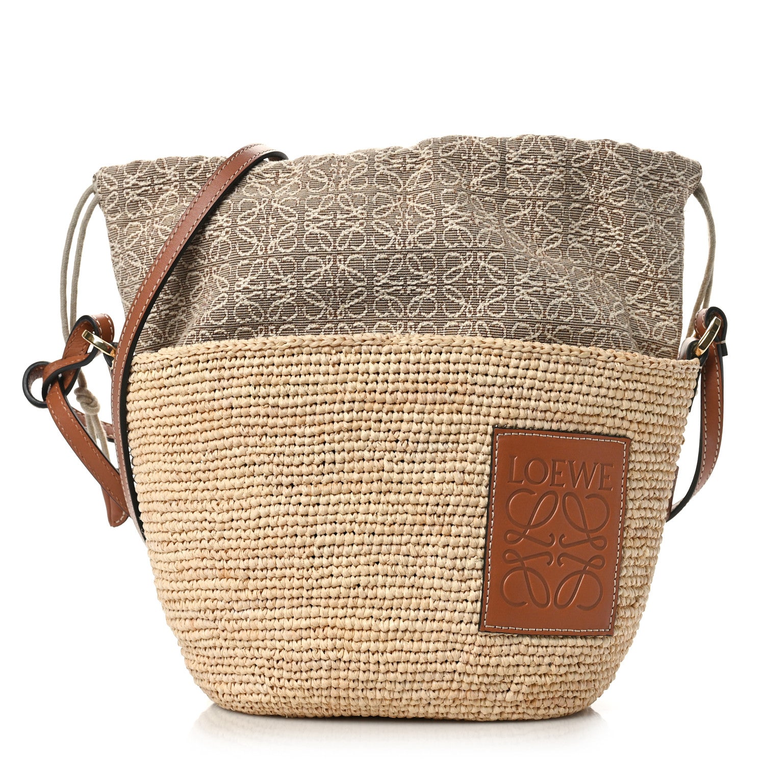 Loewe Calfskin Raffia Bucket Bag Natural Tan 1 of 7