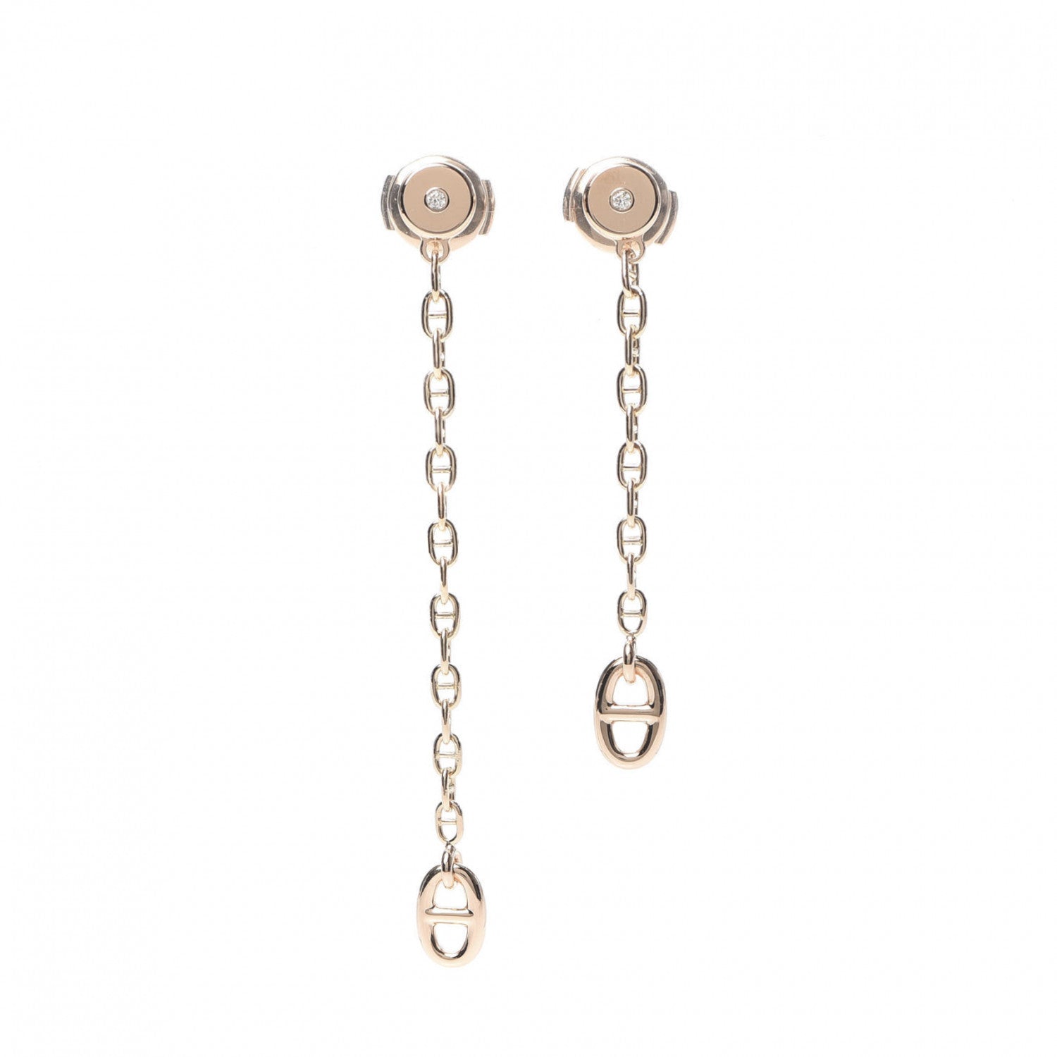 Hermes 18K Rose Gold Diamond TPM Farandole Drop Earrings 1 of 6