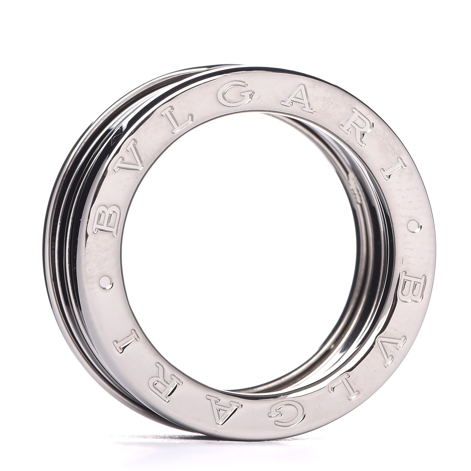 Bulgari 18K White Gold Black Enamel B.Zero1 Three-Band Ring 57 8 4 of 6