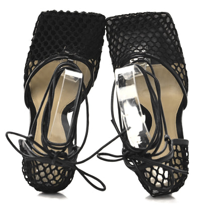 Bottega Veneta Mesh Nappa Stretch Ankle Tie 90mm Sandals 38.5 Black 2 of 9