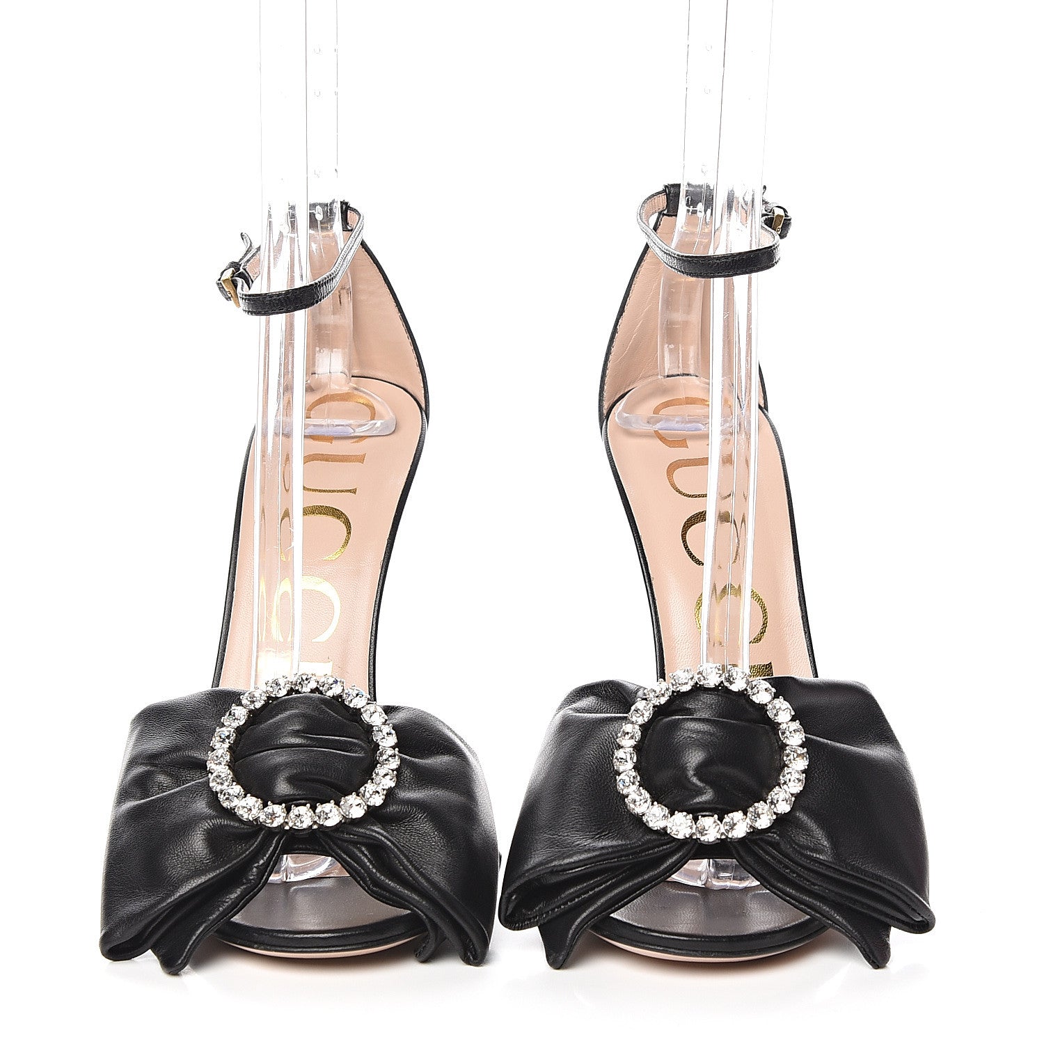 Gucci Nappa Ilse Pleated Bow Sandals 37 Black 2 of 9