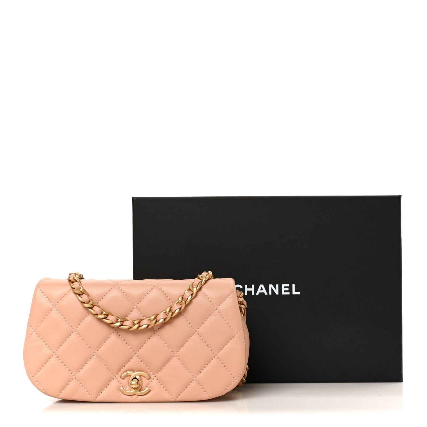 Chanel Calfskin Quilted Coco Mail Clutch With Chain Light Pink 11 of 11