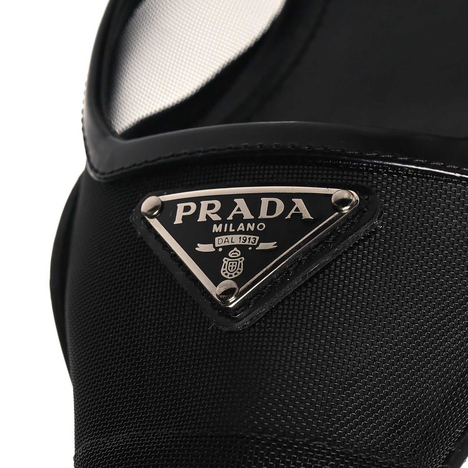 Prada Mesh Nappa Triangle Logo Pointed Toe 45mm Slingback Pumps 36.5 Black 9 of 11