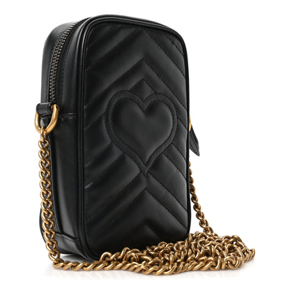 Gucci Calfskin Matelasse Mini GG Marmont Crossbody Bag Black 3 of 9