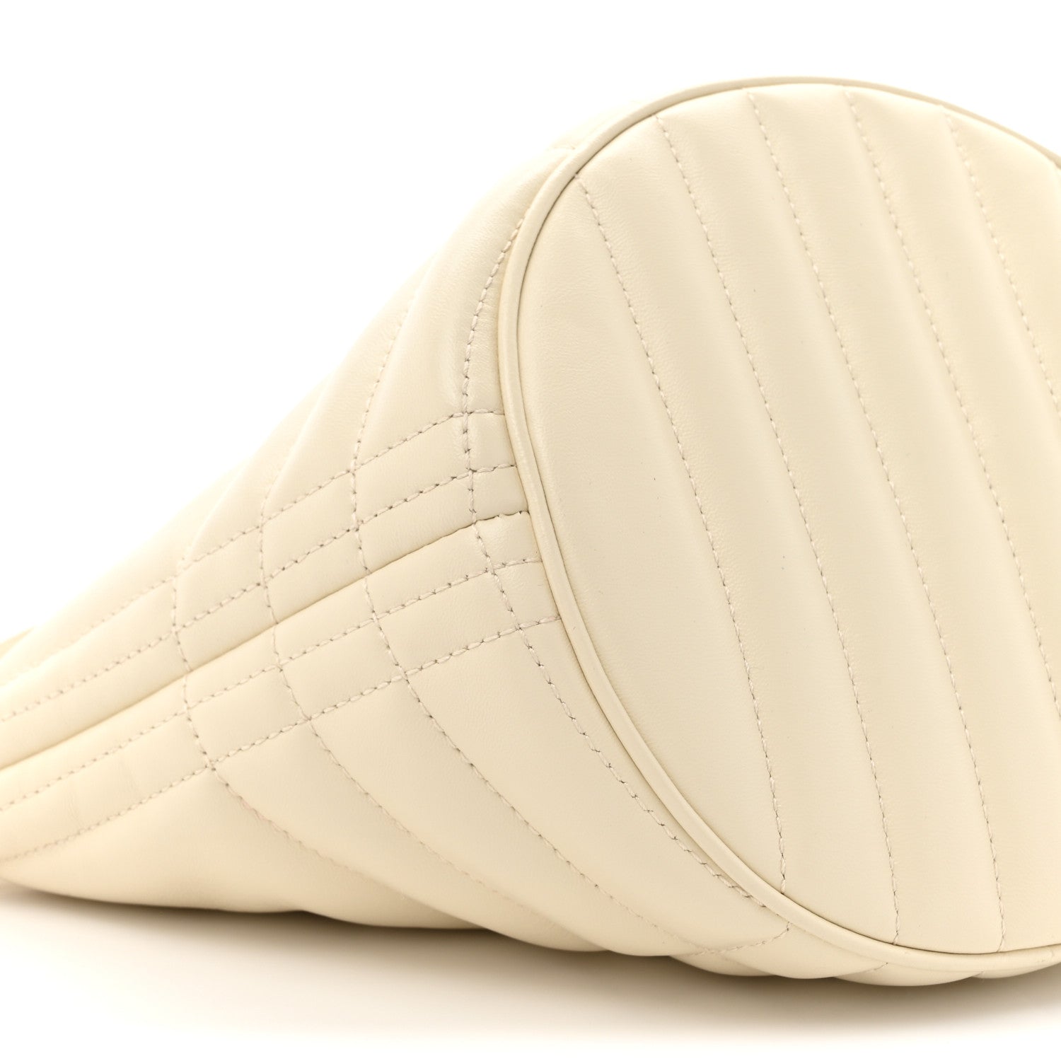 Burberry Lambskin Quilted Small Crescent Lola Bag Pale Vanilla 11 of 15