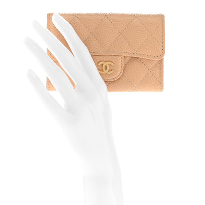 Chanel Caviar Quilted Flap Card Holder Wallet Beige 2 of 8