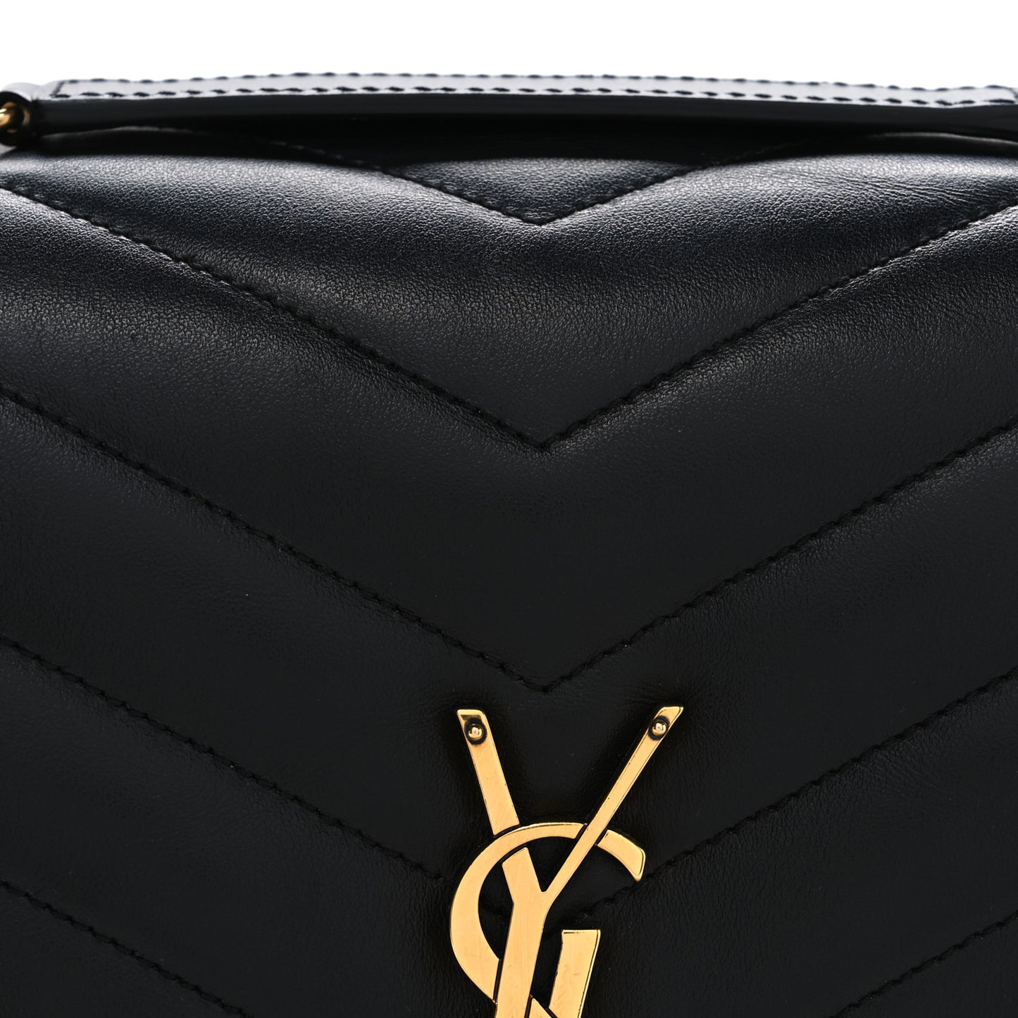 Calfskin Y Quilted Monogram Medium Loulou Chain Satchel Black