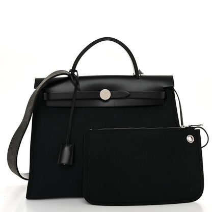 Hermes Military Toile Vache Hunter Herbag Zip PM 31 Black 3 of 13