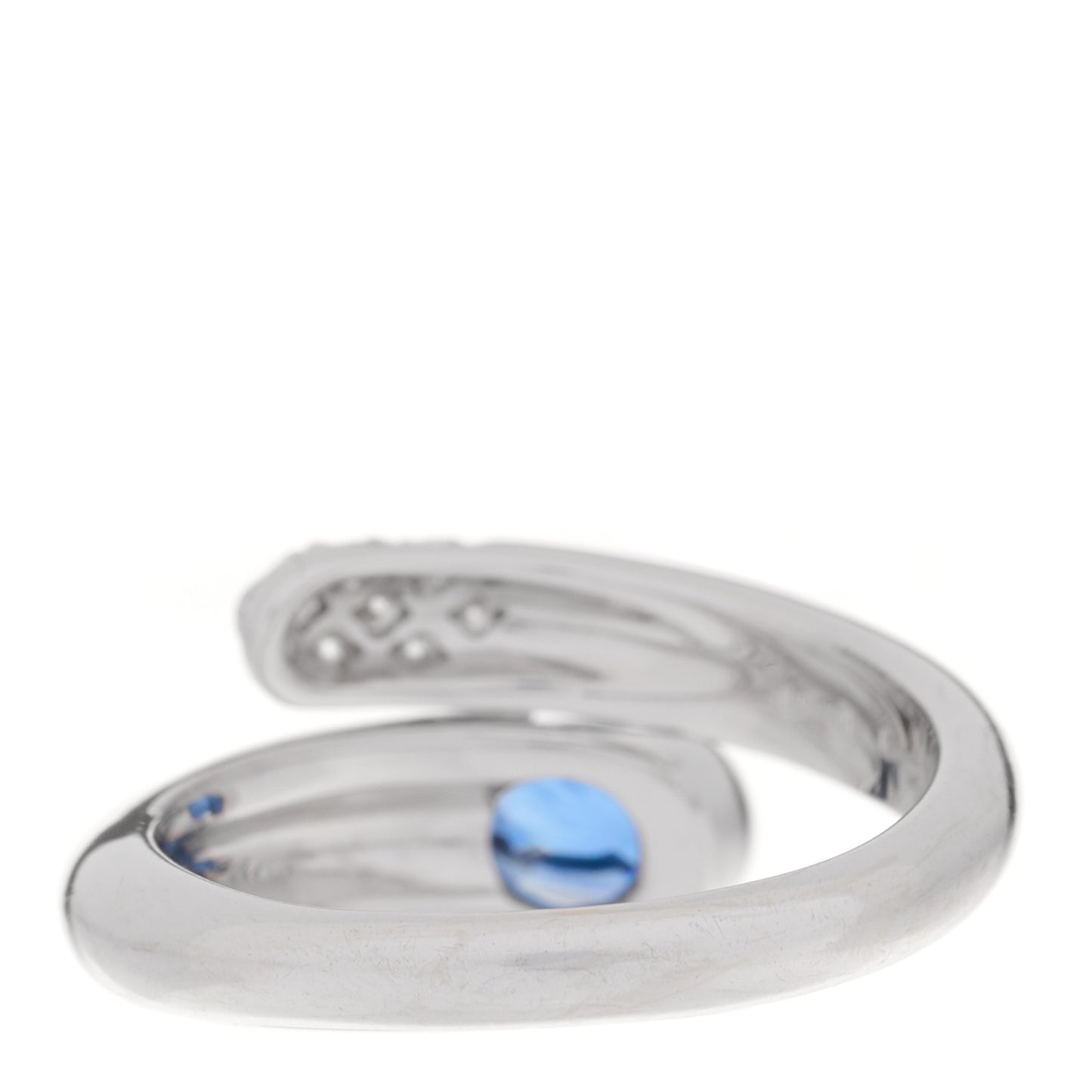 18K White Gold Diamond Blue Sapphire Astrea Bypass Ring 50 5.25