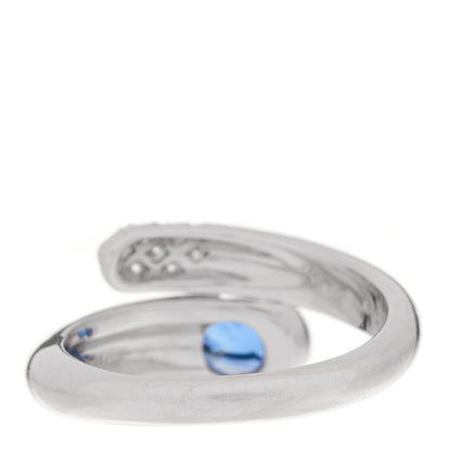 Bulgari 18K White Gold Diamond Blue Sapphire Astrea Bypass Ring 50 5.25 3 of 4