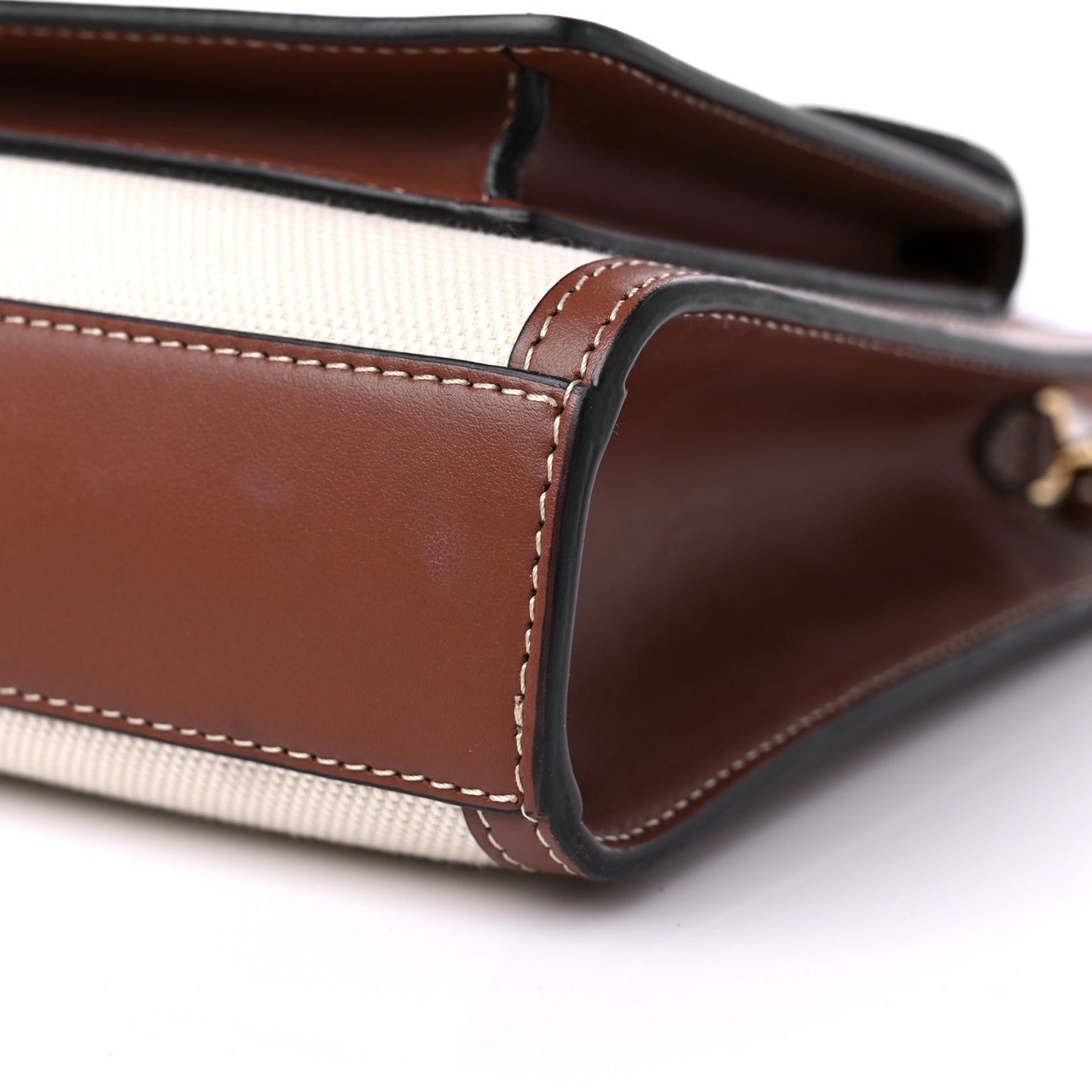 Canvas Smooth Calfskin Two Tone Mini Pocket Bag Tan