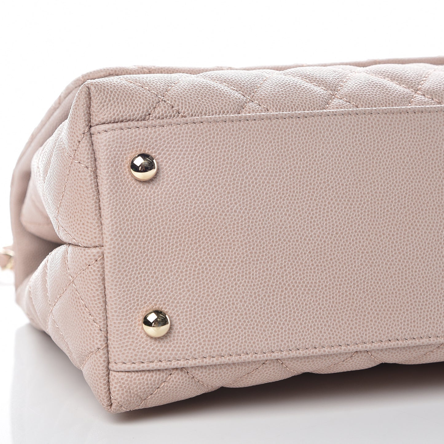 Caviar Quilted Small Coco Handle Flap Light Beige