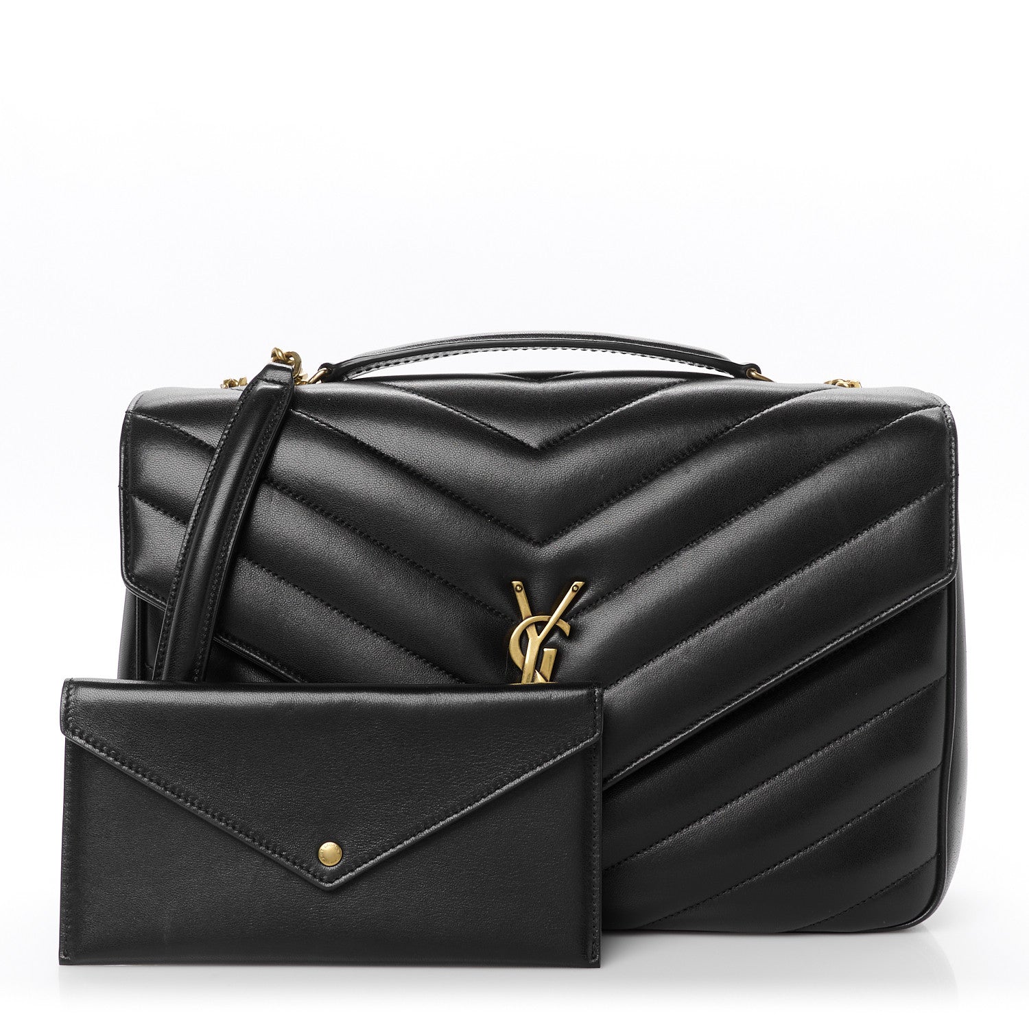 Saint Laurent Lambskin Chevron Quilted Large Loulou Black 4 of 13