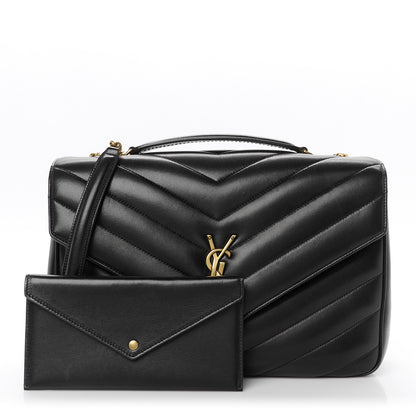 Saint Laurent Lambskin Chevron Quilted Large Loulou Black 4 of 13