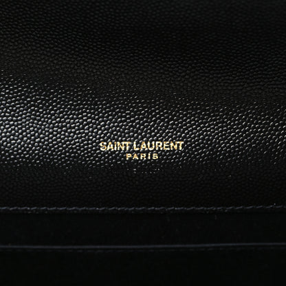 Saint Laurent Grain De Poudre Textured Mixed Matelasse Triquilt Monogram Clutch Black 7 of 10