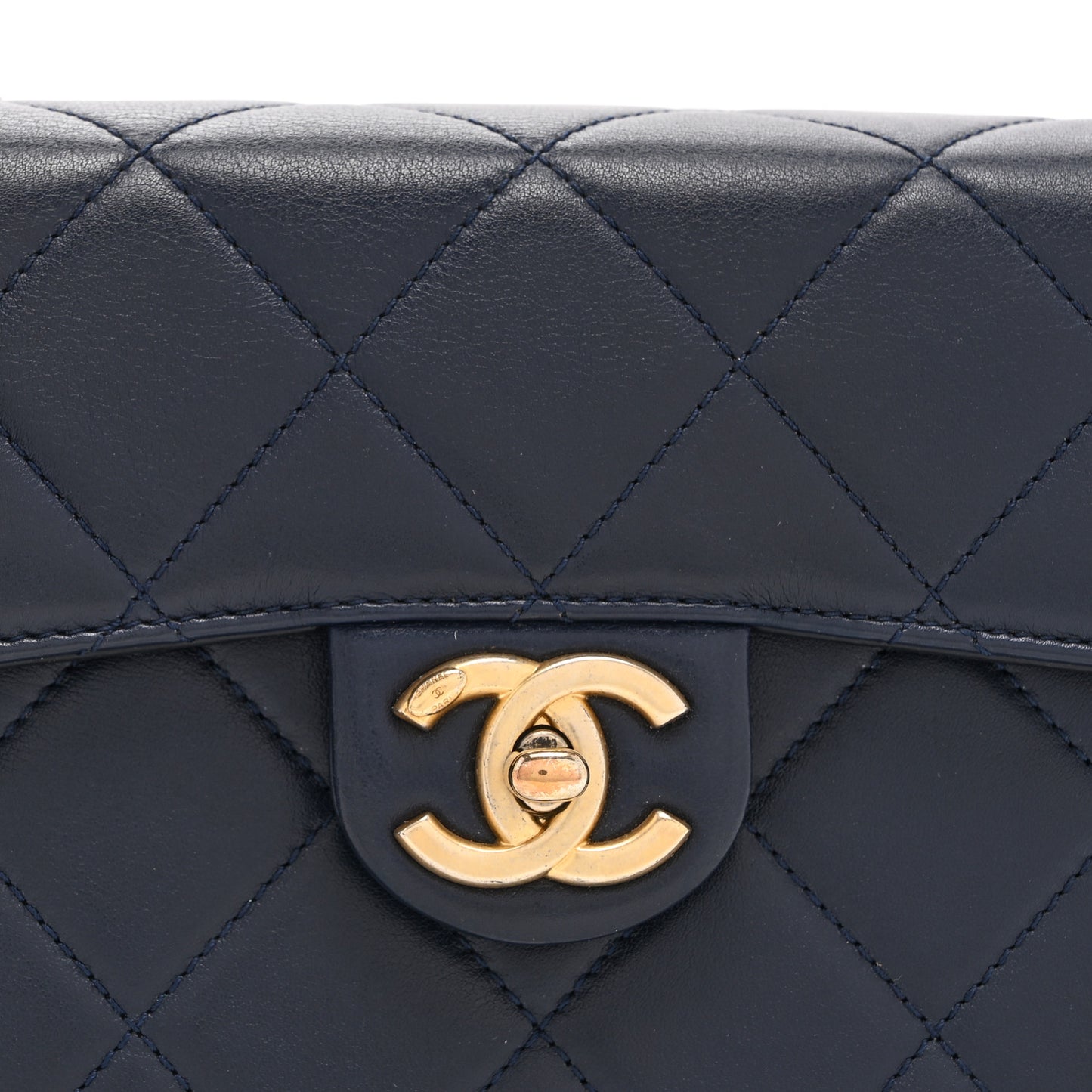Calfskin Quilted Moon Messenger Navy